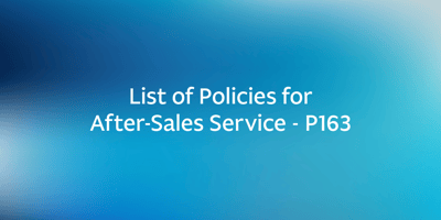 List of Policies for After-Sales Service – P163