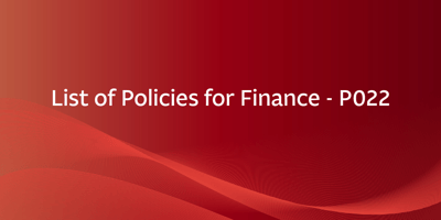 List of Policies for Finance - P022