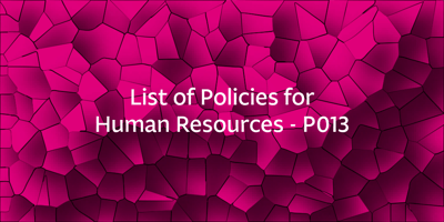 List of Policies for Human Resources - P013