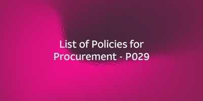 List of Policies for Procurement – P029