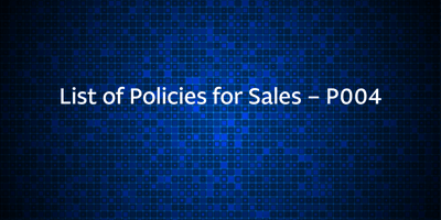 List of Policies for Sales – P004