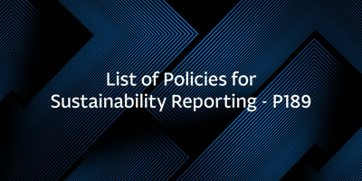 List of Policies for Sustainability Reporting – P189